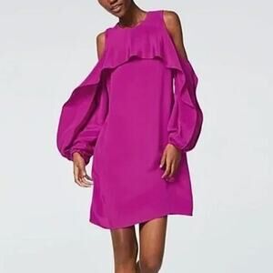 Kobi Halperin Raina Dragonfruit Cold Shoulder Silk Sun Dress Size S